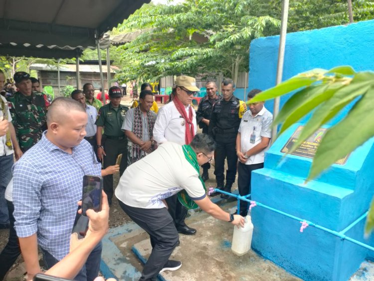 Pos Wini Satgas Yonkav 6/Naga Karimata Hadiri Peresmian Program "Air Bersih Kita, Bantuan Tanggung Jawab Sosial Dan Lingkungan"
