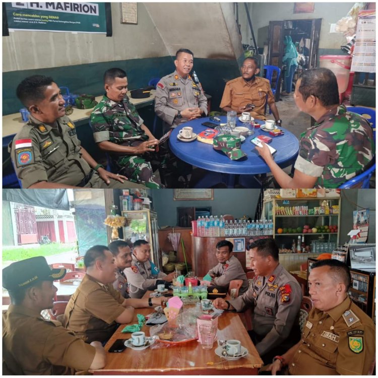 Dalam rangka Cooling System Pemilu Damai 2024, Kapolsek Reteh Mengadakan Ngopi Bareng di Warung Pasar Pulau Kijang, Kecamatan Reteh