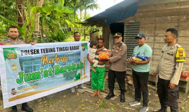 Polsek Tebing Tinggi Barat Salurkan Sembako untuk Warga Kurang Mampu