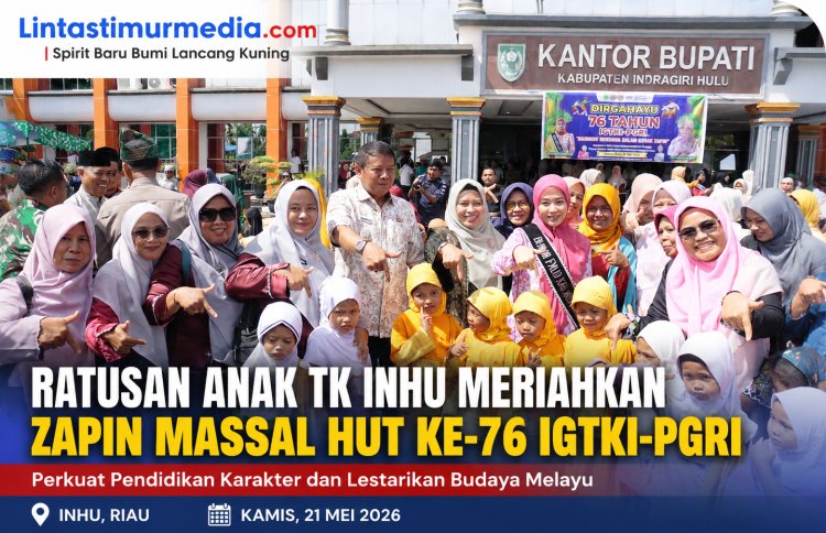 Ratusan Anak TK Inhu Meriahkan Zapin Massal HUT IGTKI-PGRI