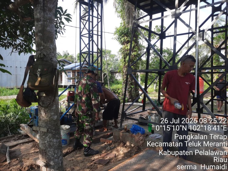 Air Bersih Segera Hadir, Satgas TMMD Ke-129 Kodim 0313/KPR Mulai Pengeboran Sumur Bor di Desa Pangkalan Terap