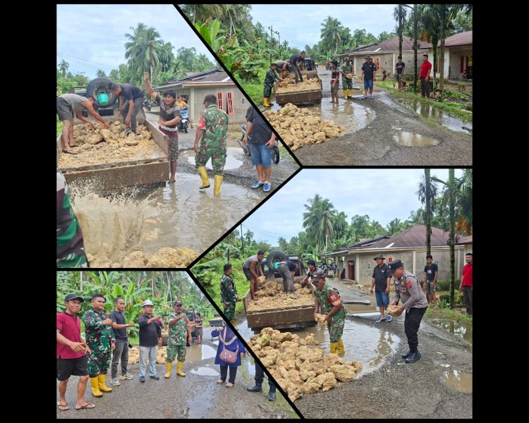 Warga Nias Utara Gotong Royong Perbaiki Jalan Provinsi, Desak Bobby Nasution Segera Bertindak